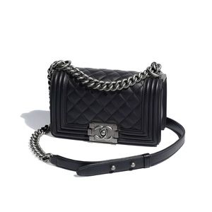 Small, Black CHANEL Boy Bag with dust bag